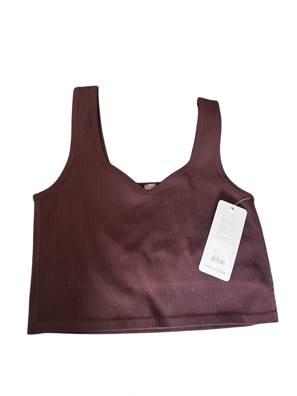 RHONE Revive Crop Top Bra - size L - Brown Berry